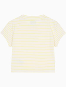Buy 여성 스트라이프 모노로고 베이비립 티 in color Yellow