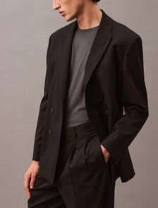 Buy 남성 롱슬리브 울 더블 브레스티드 블레이저 in color BLACK BEAUTY