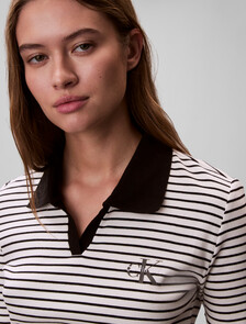 Buy 여성 모노로고 립폴로 티 in color Black stripe