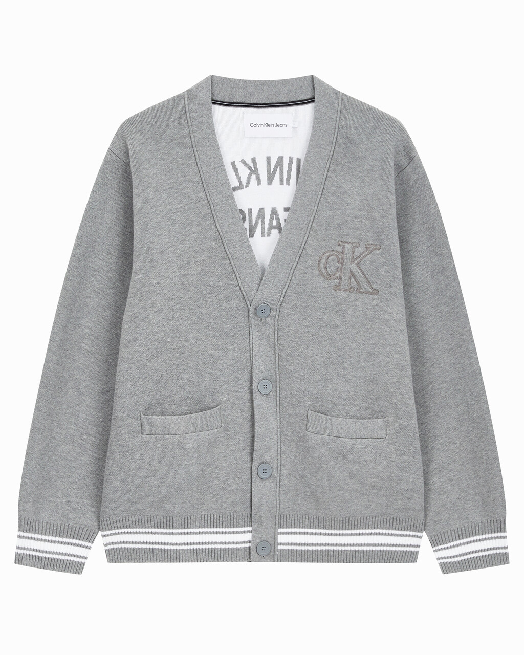 Buy 남성 바시티 가디건 스웨터 in color MID GREY HEATHER