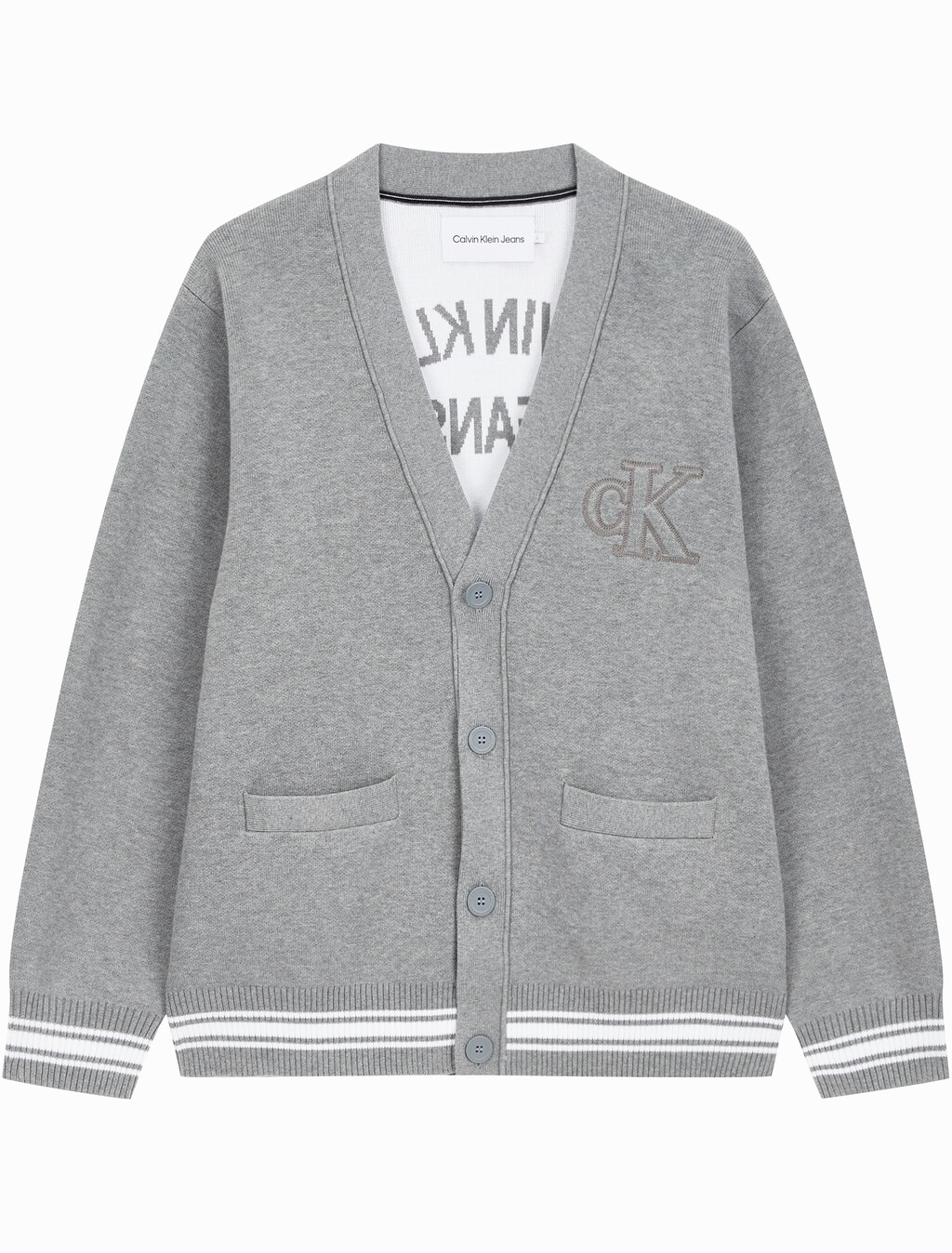 Buy 남성 바시티 가디건 스웨터 in color MID GREY HEATHER