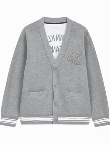 Buy 남성 바시티 가디건 스웨터 in color MID GREY HEATHER