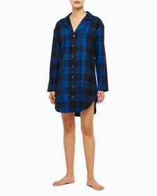 Buy 여성 플란넬 파자마 롱슬리브 나이트 셔츠 in color BLACK FLANNEL
