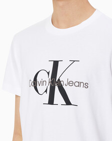 Buy 남성 레귤러핏 모노그램 앰브로이더리 로고 반팔 티셔츠 in color BRIGHT WHITE