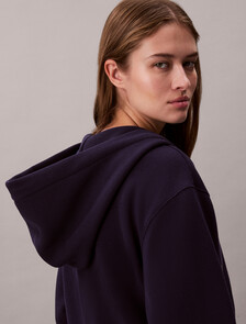 Buy 여성 릴렉스 크롭 집업 후디 스웻셔츠 in color Evening Blue