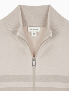 Buy 남성 릴렉스핏 스트라이프 집업 니트 가디건 in color BEIGE