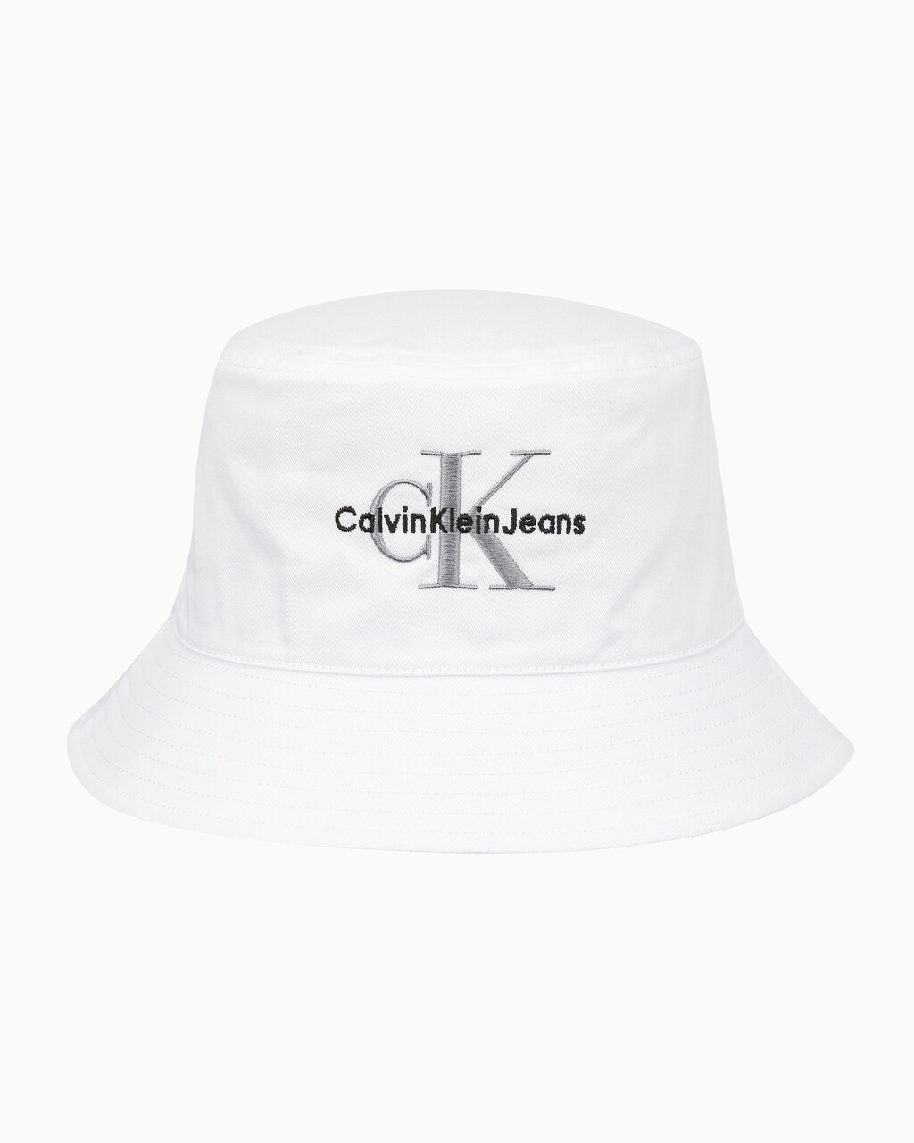 Buy 남녀공용 CKJ 모노그램 엠브로이더리 버킷햇 in color BRIGHT WHITE