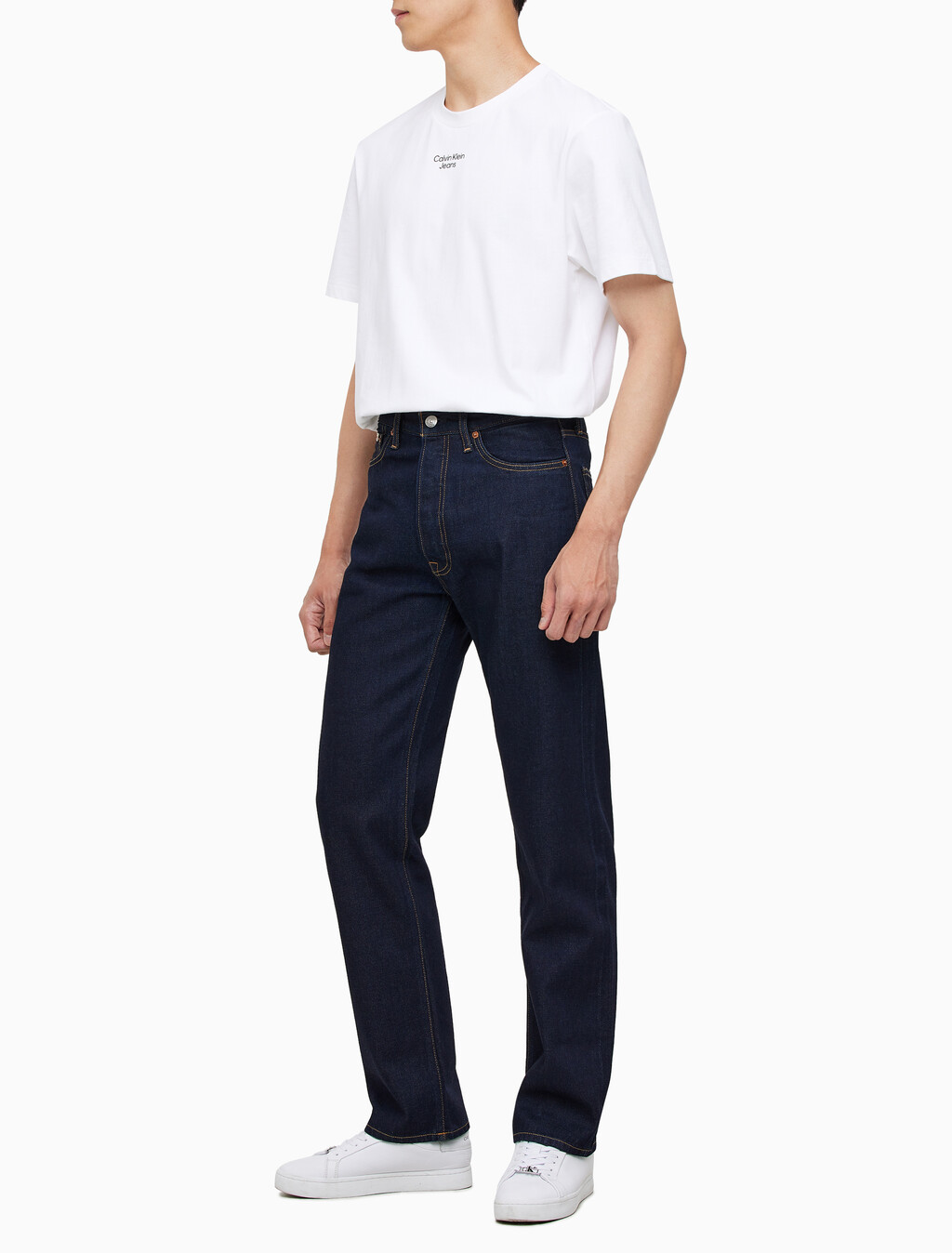 Buy 남성 스트레이트핏 린스 데님 in color CK RAW SELVEDGE