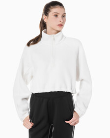 Buy 여성 릴랙스핏 쉐르파 크롭 풀오버 in color WHITE