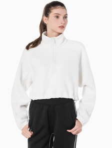 Buy 여성 릴랙스핏 쉐르파 크롭 풀오버 in color WHITE