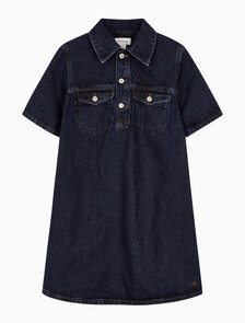 Buy 여성 팝오버 데님 드레스 in color DARK CK BLUE