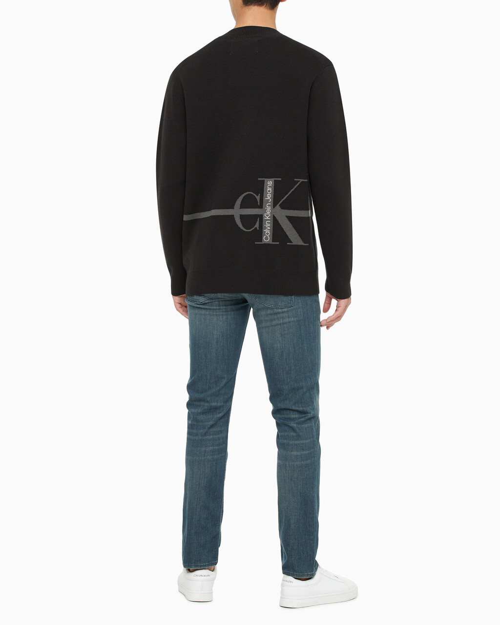 Buy 남성 스트라이프 CK 로고 코튼 가디건 in color CK BLACK