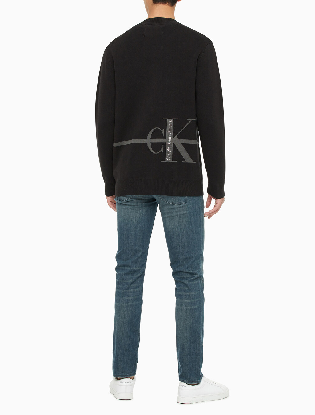 Buy 남성 스트라이프 CK 로고 코튼 가디건 in color CK BLACK