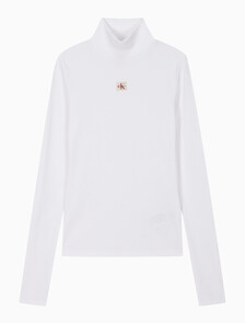 Buy 여성 L/S 우븐 라벨 터틀넥 티셔츠 in color BRILLIANT WHITE