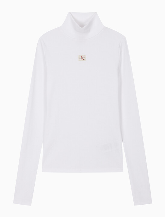 여성 L/S 우븐 라벨 터틀넥 티셔츠
