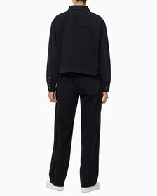 Buy 여성 크롭 대드 데님 셔츠 in color WASHED BLACK LOGO LACE