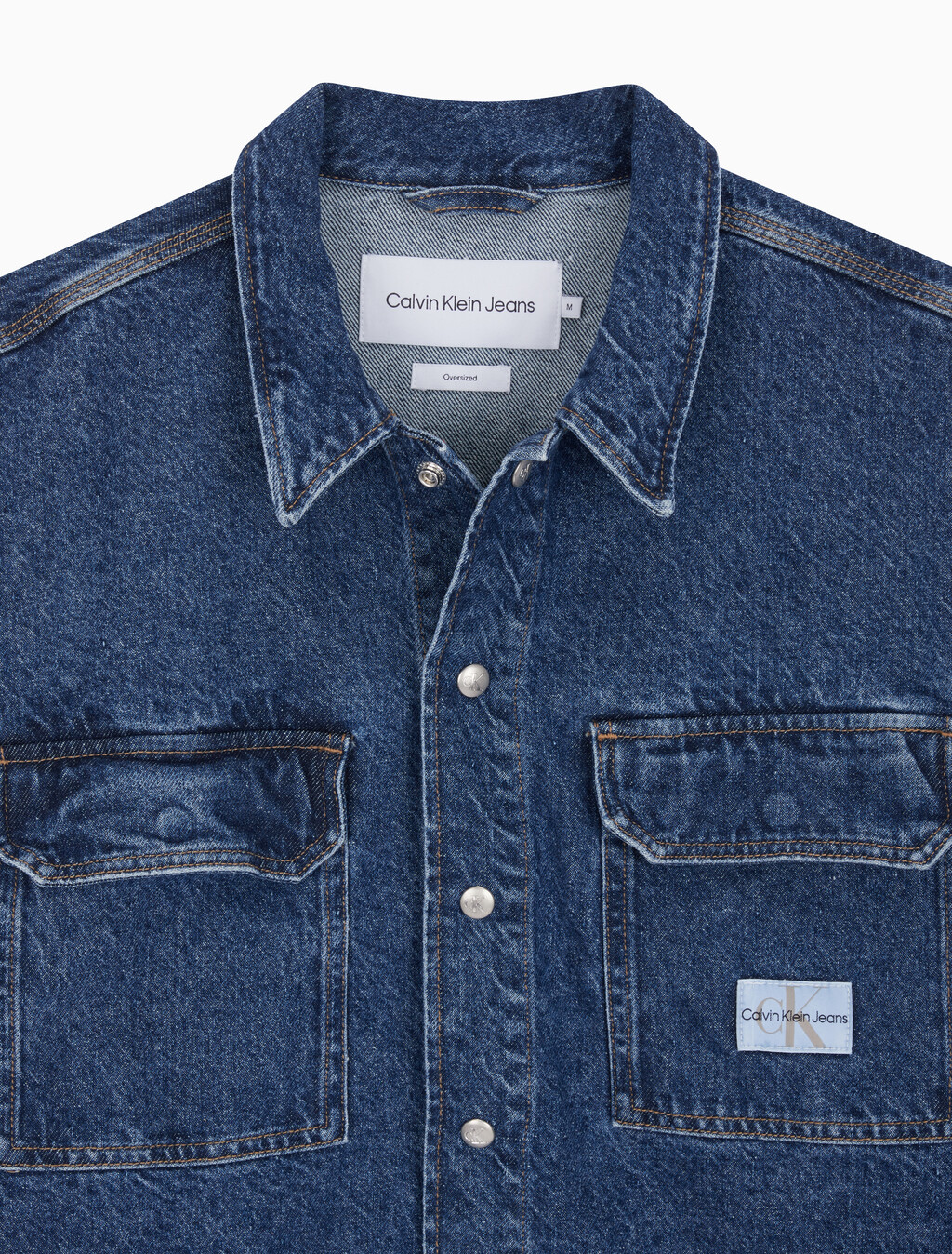 Buy 남성 루즈핏 박시 유틸리티 데님 셔츠 in color BLUE BLACK HANGER LOOP