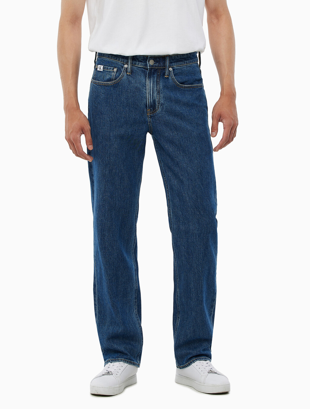 Buy 남성 90's 스트레이트핏 미드블루 데님 in color MID BLUE BACK EMBRO