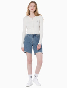 Buy 여성 맘핏 미드블루 데님 쇼츠 in color MID BLUE BACK EMBRO