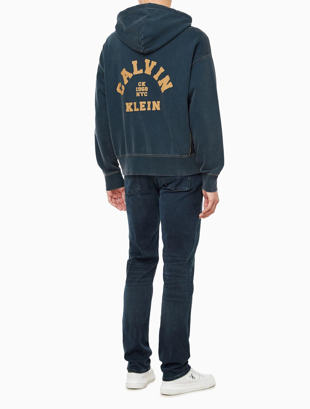 Buy 남성 워시드 프리미엄 빈티지 로고 후드집업 in color Navy