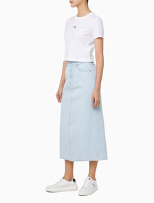 Buy 여성 블리치드 인디고 데님 맥시 스커트 in color LIGHT BLUE