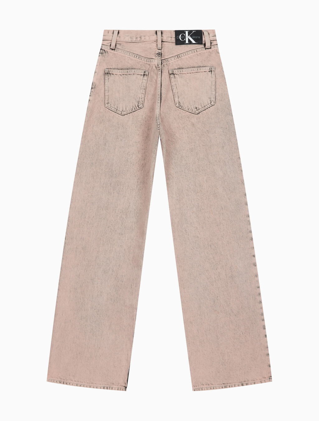 Buy 여성 하이라이즈 릴렉스핏 얼스 핑크 칼라 데님 in color MID BLUE BACK EMBRO