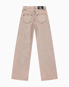 Buy 여성 하이라이즈 릴렉스핏 얼스 핑크 칼라 데님 in color MID BLUE BACK EMBRO