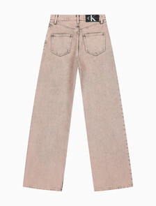 Buy 여성 하이라이즈 릴렉스핏 얼스 핑크 칼라 데님 in color MID BLUE BACK EMBRO