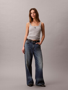 Buy 여성 모노로고 스쿱 립 탱크탑 in color HEROIC GREY HEATHER