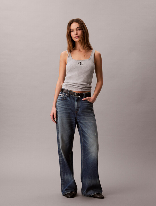 여성 모노로고 스쿱 립 탱크탑