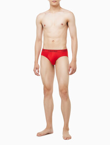 Buy 남성 마이크로 스트레치 3팩 힙 브리프 in color Black / Grey / Red