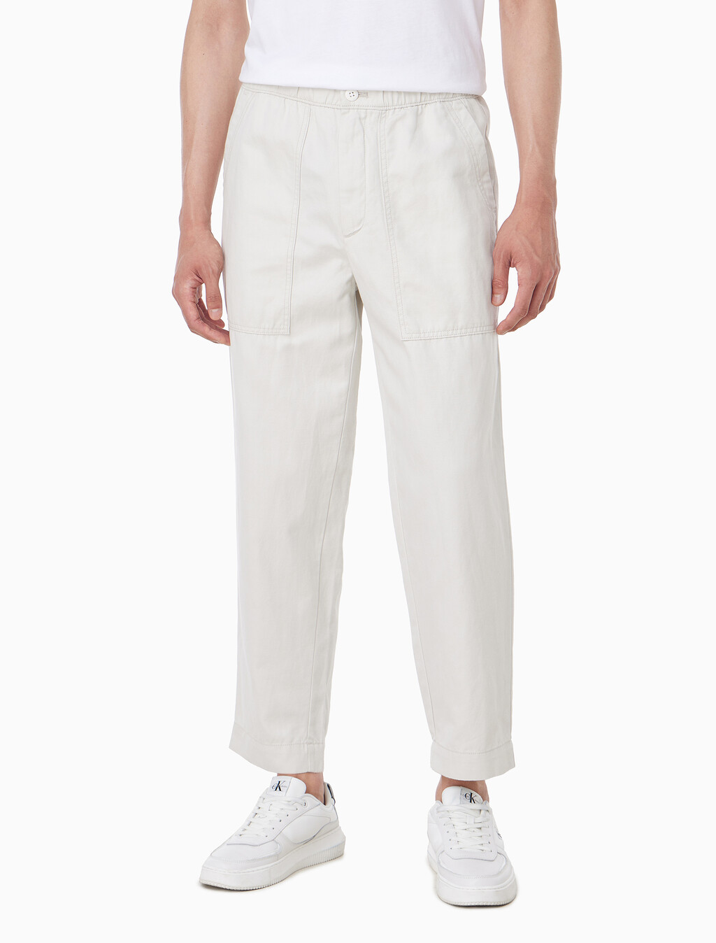 Buy 남성 코튼 린넨 밴딩 팬츠 in color CHALK