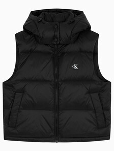 Buy 여성 에센셜 미드 웨잇 다운 베스트 in color BLACK