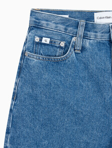 Buy 여성 롱 버뮤다 맘핏 쇼츠 in color MID BLUE BACK EMBRO