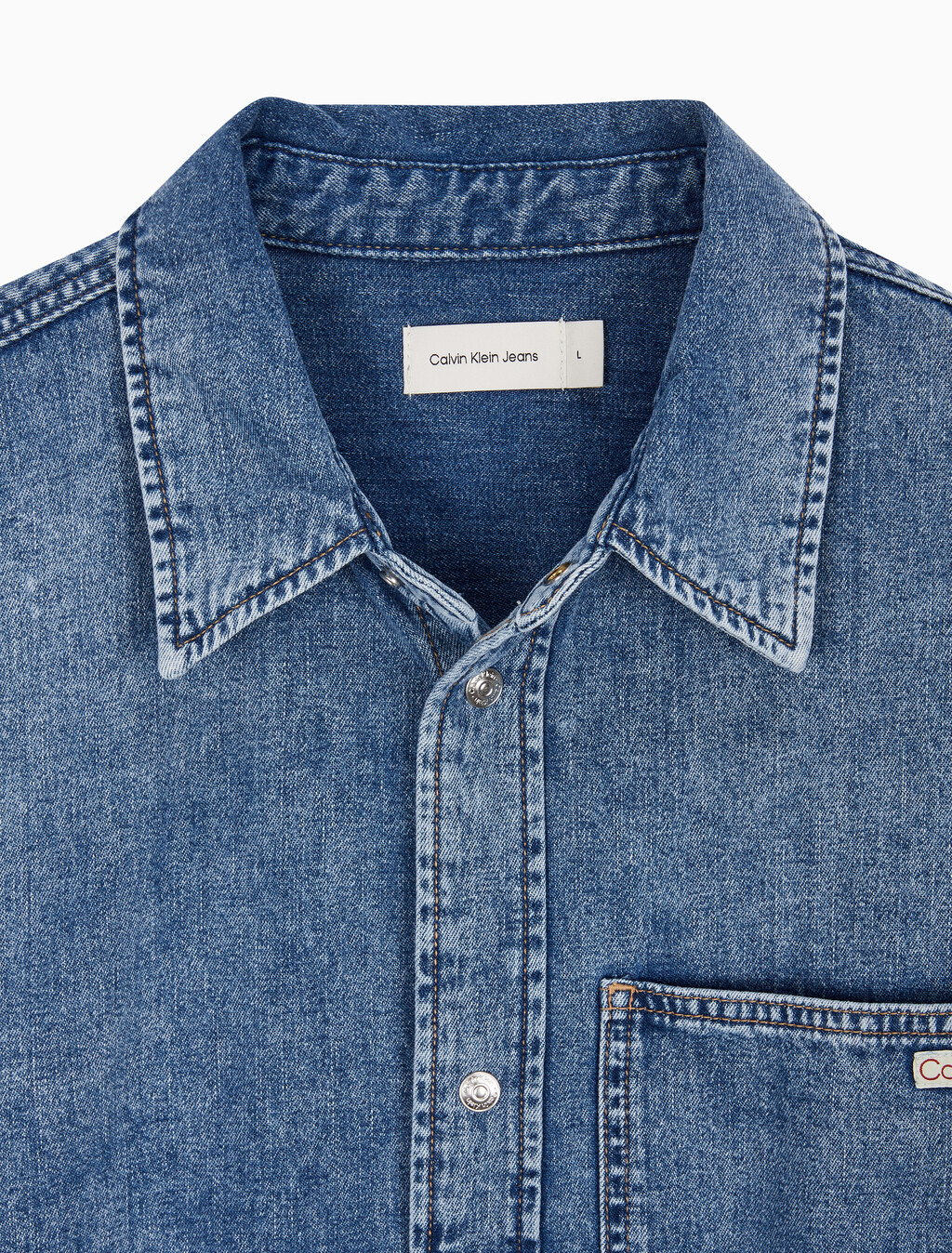 Buy 남성 레귤러핏 미드블루 데님 셔츠 in color CHALKY BLUE