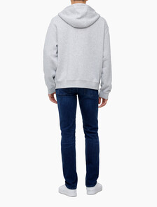 Buy 남녀공용 릴렉스핏 모노그램 집업 후디 in color LIGHT GREY HEATHER