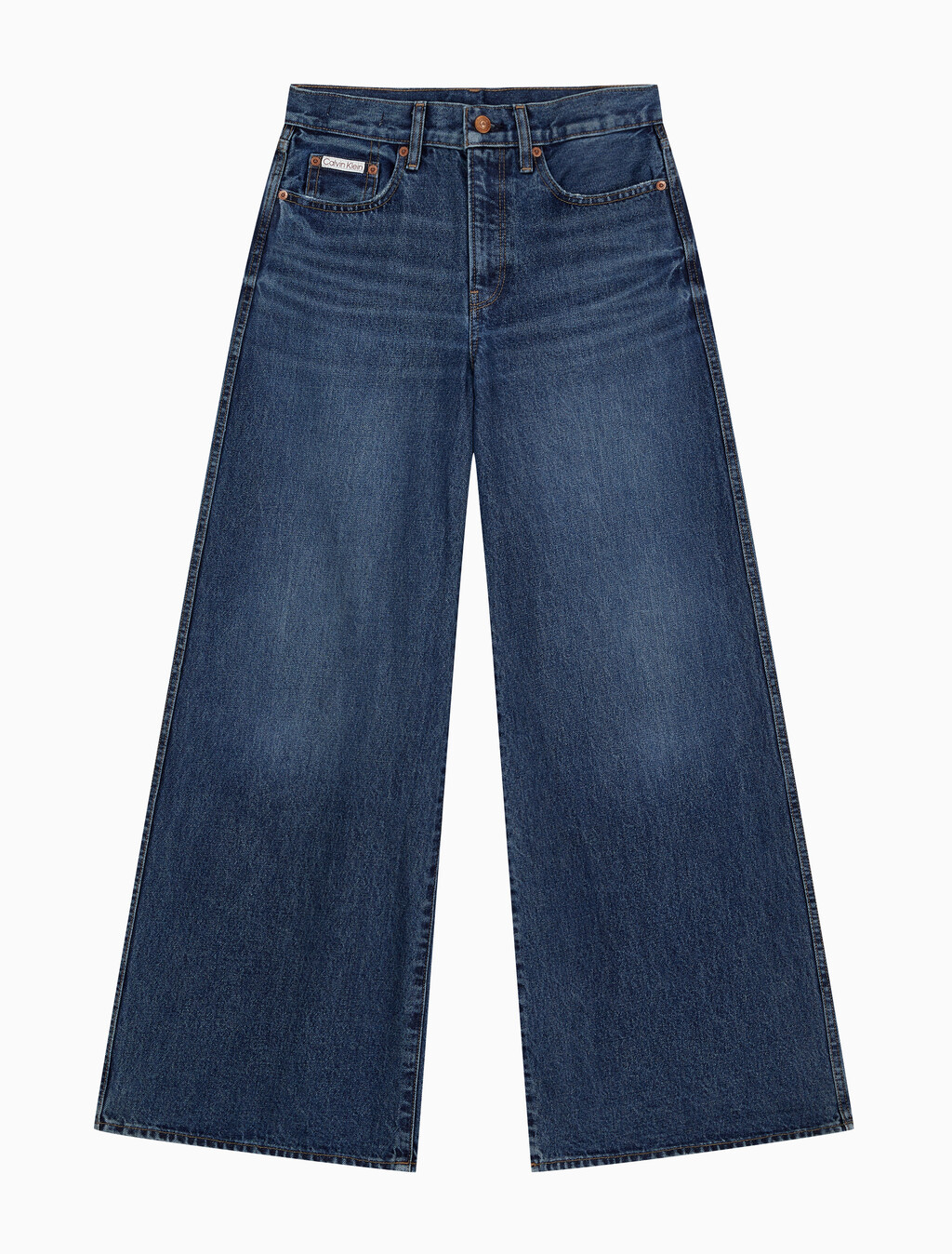 Buy 여성 슈퍼 와이드 레그핏 다크 블루 데님 in color DARK BLUE