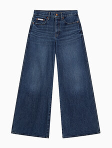 Buy 여성 슈퍼 와이드 레그핏 다크 블루 데님 in color DARK BLUE
