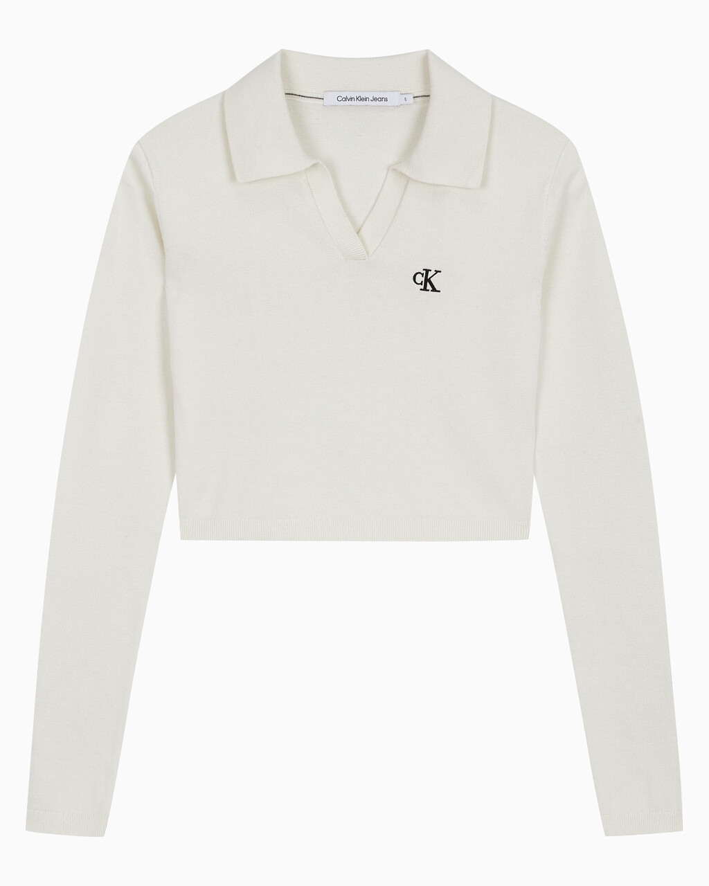 Buy 여성 브이넥 슬림 크롭 스웨터 in color WHITE