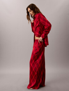 Buy 여성 새틴 쉬인 AOP 팬츠 in color ARGYLE 25+ESTABLISHED RED WHITE
