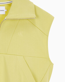 Buy 여성 드롭숄더 하프집업 슬리브리스 니트탑 in color YELLOW SAND
