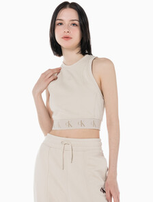 Buy 여성 리피트 크롭 로고 탱크 탑 in color CLASSIC BEIGE