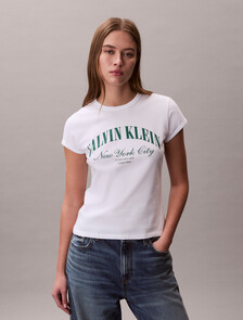 Buy 여성 그래픽 로고 베이비 티 in color BRIGHT WHITE