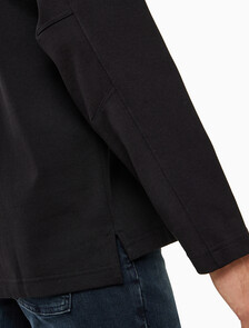 Buy 남성 릴렉스핏 헤비 저지 럭비 폴로 탑 in color CK BLACK