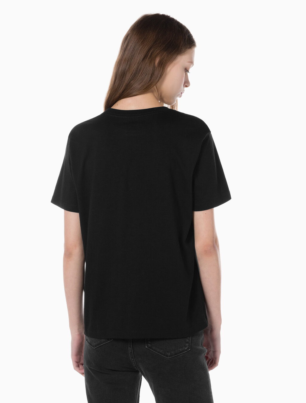 Buy 여성 히어로 모노로고 크루넥 반팔 티셔츠 in color BLACK