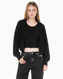 Buy 여성 투인원 패션 가디건 in color CK BLACK