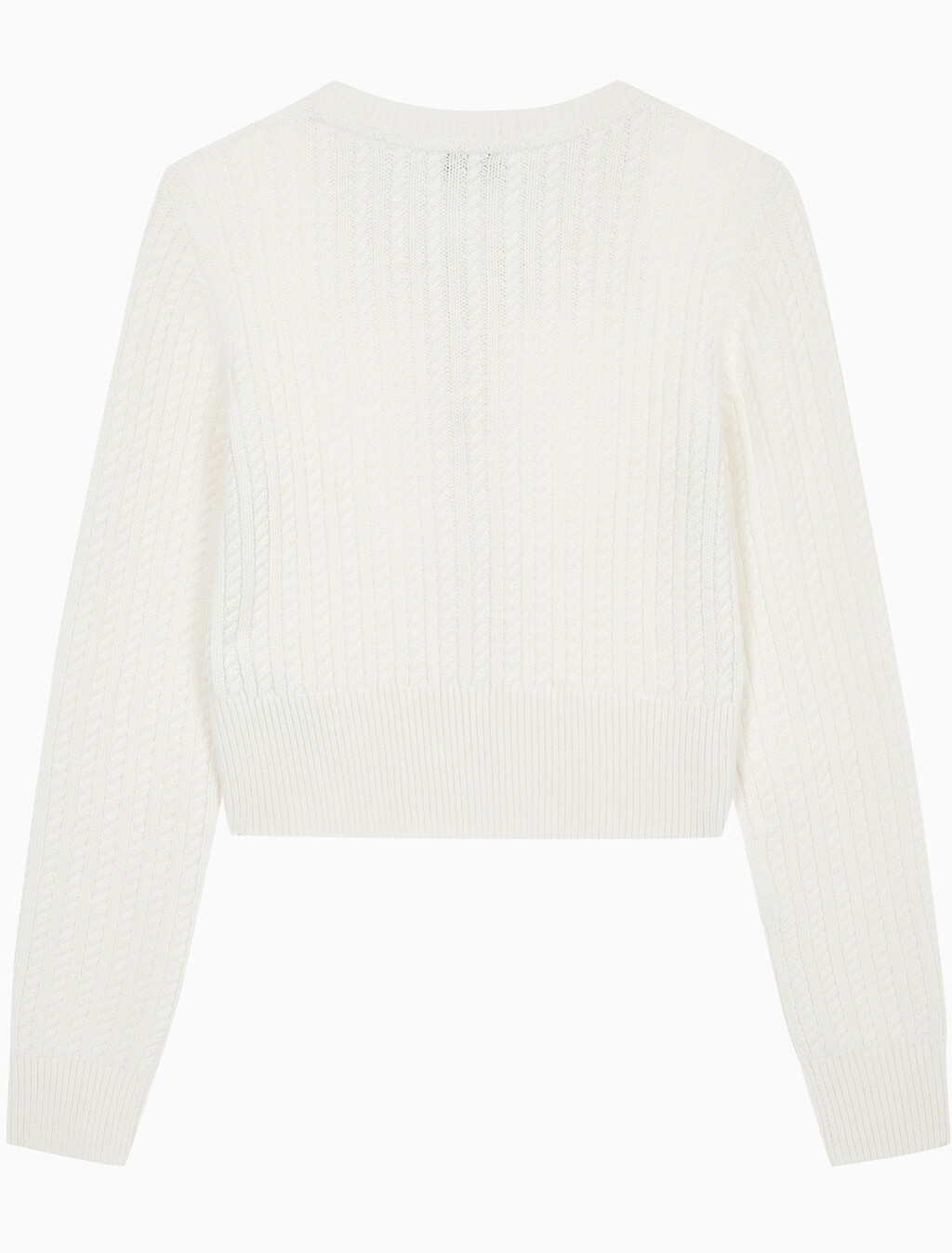 Buy 여성 크롭 케이블 가디건 in color WHITE