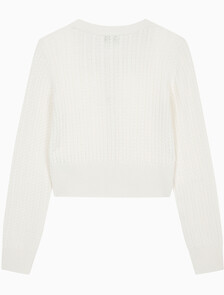 Buy 여성 크롭 케이블 가디건 in color WHITE