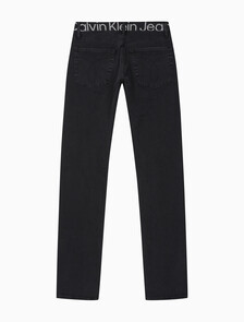 Buy 남성 슬림핏 블랙 데님 in color WASHED BLACK LOGO LACE