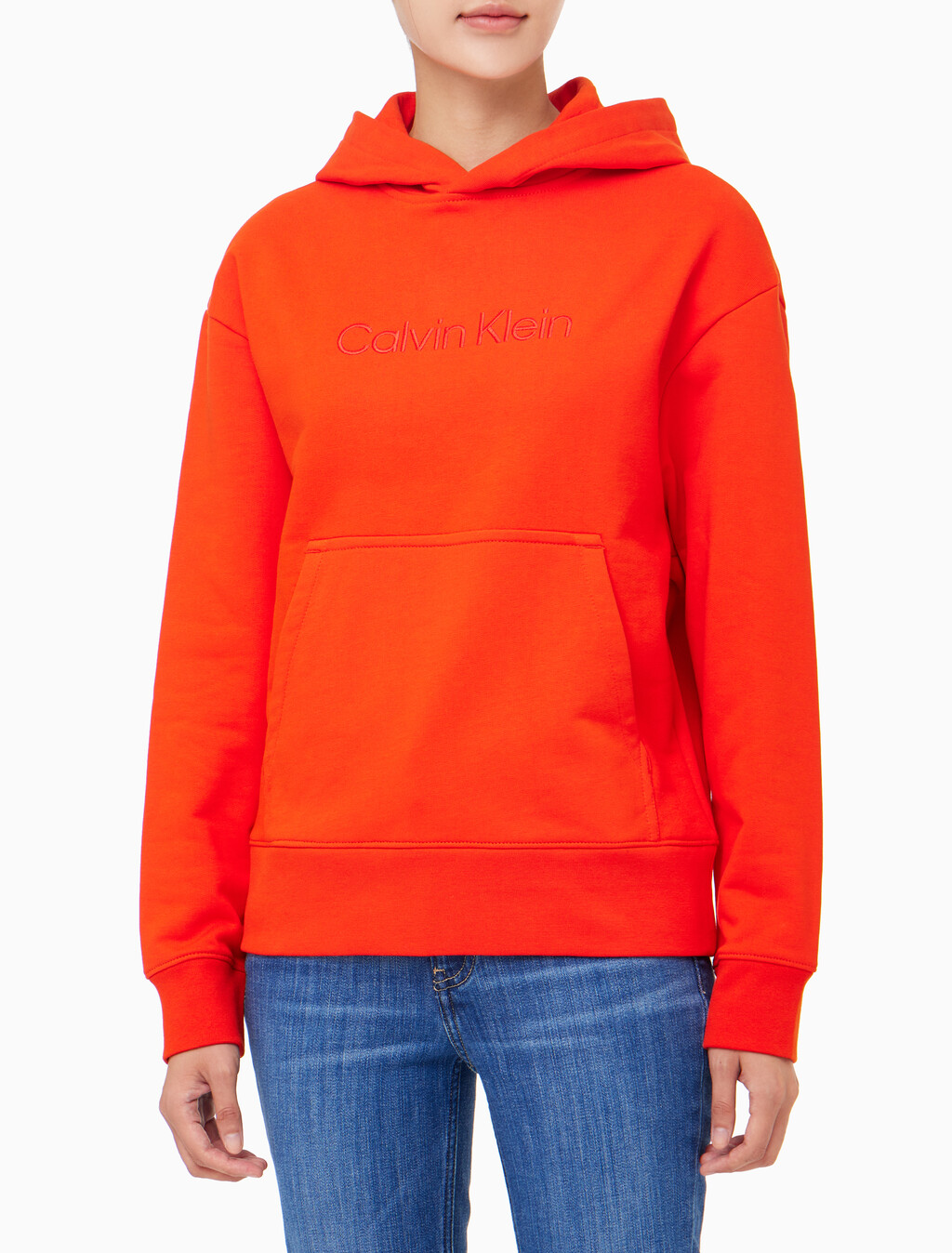 Buy 여성 릴렉스핏 스탠다드 로고 후디 in color BRONZED ORANGE